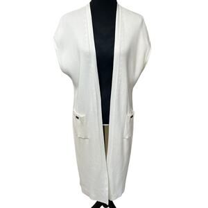 Whitehouse Blackmarket Women’s Long Ribbed Vest Cardigan M/L classic elegant